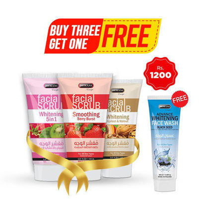Buy 3 scrub and get 1 free face wash