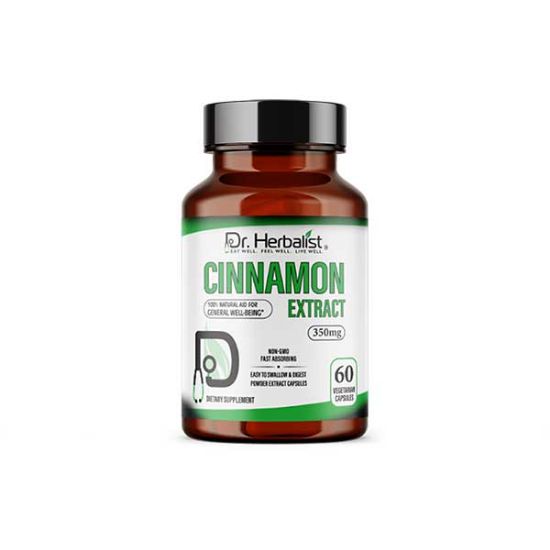 Cinnamon 350mg Dietary Supplement - Powder Extract Capsule | Dr Herbalist | HEMANI	